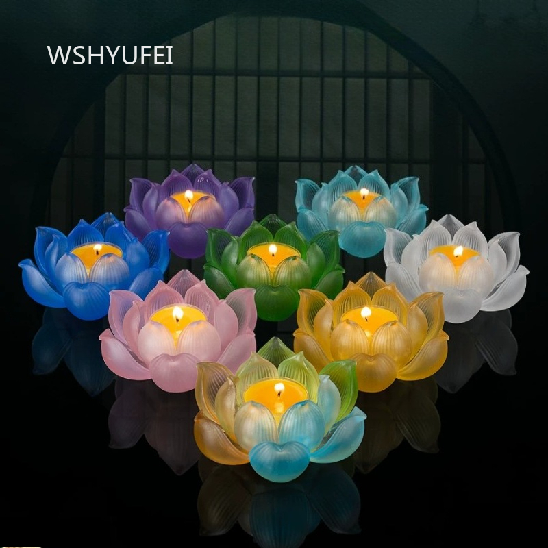 Glass Lotus Candlestick Househ - Candle Glass Supplies review and price